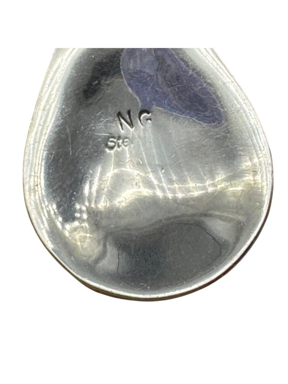 Vintage Sterling Silver Turquoise Teardrop Pendant Sawtooth Bezel Signed NG - Picture 3 of 15